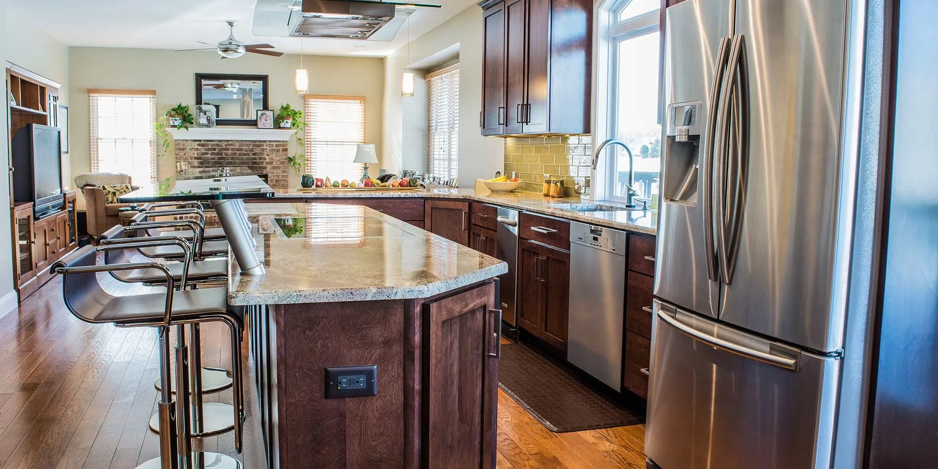A Danken kitchen with an island